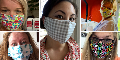 Protective employees wearing face masks