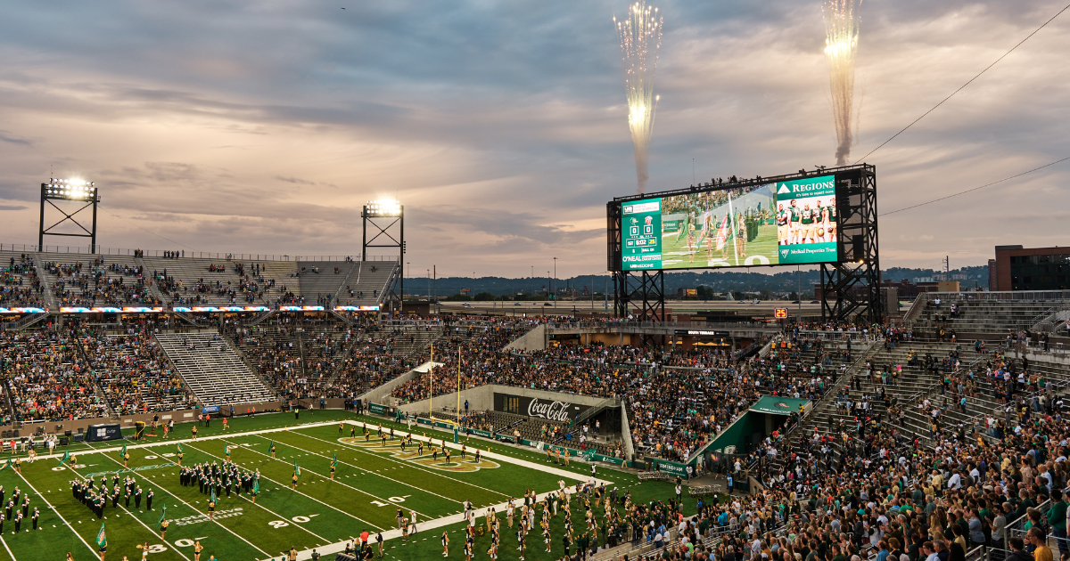 Sun setting over Protective Stadium as UAB plays their home opener